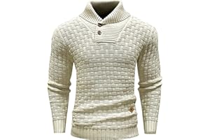 HYPESTFIT Herren Rollkragen Pullover Langarm Feinstrick Pullover Texturierte Gerippte Kante Basic Sweater