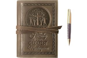 SOVEREIGN-GEAR Carnet De Notes Journal Rechargeable En Relief En Cuir - A5 Carnet De Voyage, Vintage Ecriture Cahier Cuir Arbre De Vie Religieux Antique Cuir 22.6x16.5cm Beau Cadeau Papier Doublé + Stylo