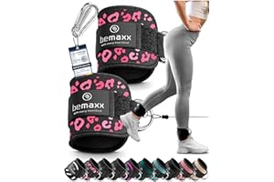 ‎BEMAXX bemaxx Fußschlaufen für Kabelzug 2er Set + eBook - Kickbacks Fussschlaufen Klettverschluss Gepolstert - Seilzug Ankle Foot Straps Fuß-Manschetten Schlaufen | Gym Zubehör Kraft-Sport Fitness Frau Mann