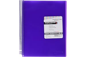 Grafoplas | Carpeta con 50 Fundas Transparentes A4| Color Violeta | Espiral PVC | Tapas Polipropileno | Gomas de Cierre | Maxiplás Multiline
