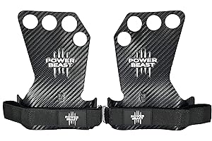 POWER BEAST Strade per Crossfit | Grips Pro, Guanti Senza Dita, 4 H, Quattro Fori | Pesi, Palestra, Fitness, Calistenia, Muscolazione, Alterofilia, Dominate | Protezione mani Unisex.