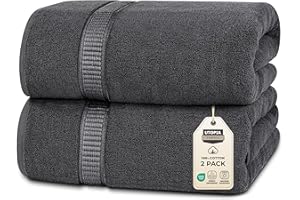 Utopia Towels - Luxueux Drap de Bain géant 2 pièces, 100% Coton filé à Anneaux, très Absorbant et à séchage Rapide, Serviette de Bain/Serviette de Sauna, Super Douce (90 x 180 cm, Gris)