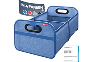 HELDENWERK Składana torba do bagażnika samochodowego, wzmocniona i stabilna, organizer do bagażnika, torba na zakupy z organizerem do praktycznego przechowywania, antypoślizgowy pojemnik (niebieski)