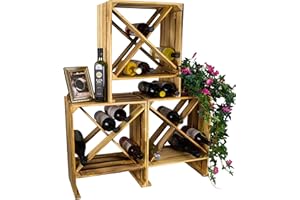 Kistenkolli Altes Land Étagère à vin flammée X - Dimensions : 50 x 40 x 27 cm - Étagère à bouteilles - Casier à pommes / caisse à vin (lot de 3 casiers à vin X flammé)