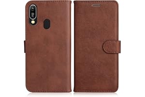 DENDICO Hülle für Huawei Y6 2019 / Honor 8A, PU Leder Brieftasche Handyhülle, Flip Tasche TPU Schutzhülle mit Kartenfach für Huawei Y6 2019 / Honor 8A, Braun