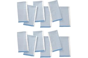 Folkulture Cloth Napkins Set of 12 - Christmas Napkins (45x45 cm) | Aqua Blue Cotton Napkins Fringe | Reusable & Washable Linen for Christmas Decorations for Home