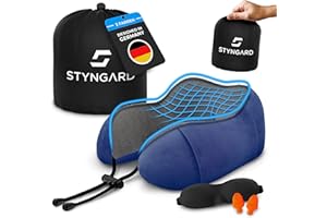 ‎STYNGARD STYNGARD Nackenkissen Reise aus Memory Foam - Nackenkissen Auto mit Schlafmaske und Ohrstöpsel für erholsames Reisen - Nackenkissen Flugzeug Modell Malmö