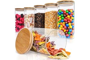 Deco haus® Tarros de Cristal con Tapa hermética, Juego de 6 [+ Etiquetas], Botes Cocina Almacenaje, Tarros Cristal con Tapa de Madera, Frascos de vidrio Apto para Harina, Café, Pasta - 6x1400ml