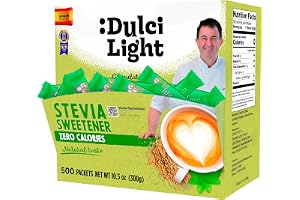 Stevia Sötningsmedel i 500 påsar DulciLight Zero | 100% Naturlig Sockersubstitut 0% Kalorier