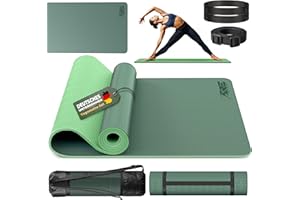 RE:SPORT Yogamatte Phthalatfrei | Gymnastikmatte rutschfest | Fitnessmatte schadstofffrei | Trainingsmatte mit Tragegurt Phthalatfrei 183 x 61 x 0,6 cm