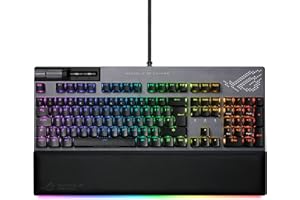 ASUS ROG Strix Flare II Animate 100% RGB Gaming Keyboard, Hot-swappable ROG NX Red Switches, PBT doubleshot keycaps, LED Display, 8K polling, Media controls, USB passthrough, Wrist rest-Black
