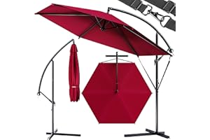 Kingsleeve® Ampelschirm rostfreies Aluminium Sonnenschirm Ø 300 cm & 330cm UV Schutz 30+ Ständer Kurbel schwenkbar neigbar Garten Balkon