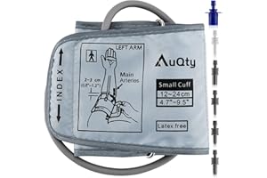AUQTY Small Blood Pressure Cuff Tailored for 12-24CM(4.7-9.5 Inches) Arm Circumference BP Replacement Cuff for Pediatric and Women S(Small) 6 Connectors (BP Cuff Included Only)