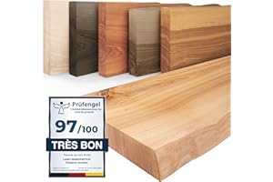 LAMO Manufaktur Étagère Murale en Bois Massif, Bord irrégulier, étagère Flottante Pure, sans Fixations, sans Trous, Naturel 120cm, LW-01-A-002-120