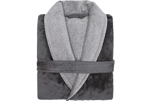 LOOKS by Wolfgang Joop Bademantel M, Bademantel Unisex Frottee, Morgenmantel grau mit Schalkragen, hochwertige Baumwollmischung