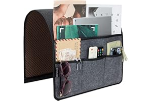 KISLANE Anti-Slip Rubber Armrest Organizer with 4 Pockets Recliner Couch Sofa Chair, Felt Armchair Caddy Holder for Remote Control, Ipad, Smart Phone, Book, Magazines, Tablet. (Grey)
