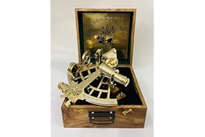 MALLA INCORPORATION ; A TRULY HANDCRAFTED FOR YOU Sestante nautico in ottone lucido realizzato a mano da 22,9 cm con scatola di legno, sestante di navigazione | vero sestante | vintage antico sestante astrolabio marittimo da collezione