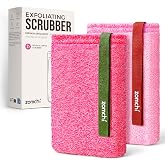 ZOMCHI Exfoliating Sponge, Body Sponge, Pack of 2, Pink | Soft and Rough Textures, Rich Foam, Remove Dead Skin, Hanging Hoop,