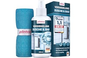 ‎PLINTEX PLINTEX® Duschglas-Versiegelung für Dusche & Bad 250ml - Lotuseffekt - Nano-Glasversiegelung für Glas, Fliesen, Armaturen, Keramik inkl. Mikrofasertuch