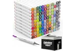 Halobios 120 Colors Marker Set, Permanent Alcohol Markers, Dual Tip Fine & Chisel Colouring Pens for Drawing Sketching Colouring Book, Art Marker Set for Adults Kids Students Artists with Carrying Bag
