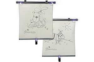 Dreambaby Car Shade Window Roller (36 x 48 cm) 2 Pack Tiger & Zebra