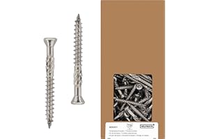 HELPMATE - Vis pour terrasse 5x50 acier inoxydable A2-200 vis pour planches + 2 embouts T25 - Vis pour l'extérieur (construction de terrasses & en bois de construction, abris de jardin etc.)