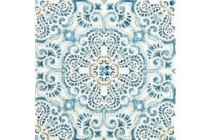 FLOORPOPS WallPops FP2477 Fontaine płytki podłogowe odklej i przyklej, blues, zestaw 10 sztuk, 30,5 x 30,5 cm