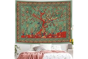 Simpkeely Tree of Life Tapestry, Aesthetic Indian Mandala Wall Hanging, Tie Dye Bohemian Tapestries Wall Art Décor for Bedroom, Dorm, Living Room 130cm x 150cm (Green)