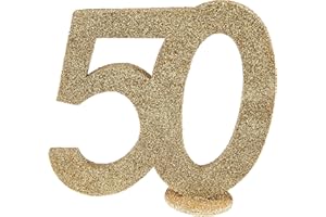 SANTEX Jubiläumszahl 50 in Gold glitzernd zum Aufstellen, 10 cm