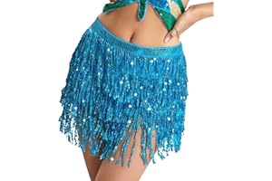 MUNAFIE Pailletten Rock, Glitzer Rock, Bauchtanz Hüfttuch Rave Festival Outfit Damen