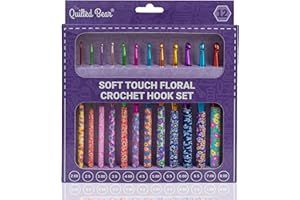 The Quilted Bear Agujas Crochet de Aluminio con Tacto Suave, Juego de 12 Ganchos, Floral y Ergonómico, 2.0mm-8.0mm, Ideal para Trapillo Para Crochet, Agujas Ganchillo y Ganchillos Crochet