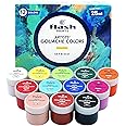 Flash Gouache Paint Set | 12 Colors | 25 Ml, 0.8 Fl Oz Each | Matt Finish | Rich Pigments Vibrant Non Toxic Paints For Professional Artists Hobby Painters & Kids (Set Of 12 Colours), Multi
