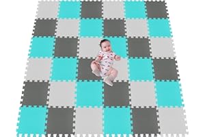 MSHEN Alfombra Puzzle para Niños Bebe Infantil - Suelo de Goma EVA Suave. 36 Piezas (30 * 30 * 1cm),Blanco-Verde-Gris- AHLg36