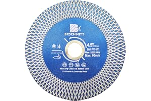 Diamond Porcelain Tile Cutting Disc - BRSCHNITT 4.5" Super Thin Diamond Cutting Grinding Disc with X Teeth Arbor 7/8“-5/8“ for Ceramic Tiles,Granite,Marble Angle Grinder Circle Cutting Disc