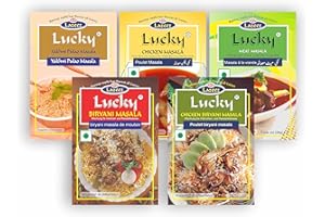 Lucky Masale combo riz et curry (pulao, biryani masala, poulet biryani masala, masala de viande, de poulet masala)