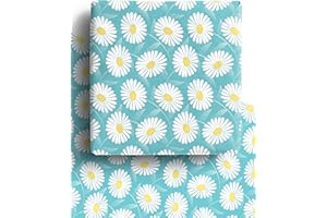 DELECO Daisy Mothers Day Wrapping Paper Sheets | 4 x Premium Recyclable Flower Gift Wrap for Mothers Day, Easter, Birthday, New Baby, Christening and more
