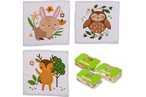 damaloo Asciugamani magici bambini 3 pezzi – Salviette compresse in cotone 30x30 cm – Asciugamano compatto da viaggio, scuola e asilo – Panni viso morbidi con simpatici animali