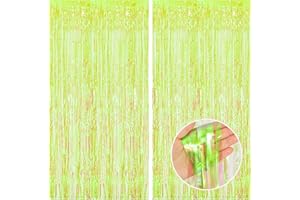 ‎BRAVESHINE BRAVESHINE 2 Stück Schillernde Fransen Folienvorhang, Mehrfarbige Metallische Lametta Vorhänge,Schimmernder Vorhang mit Folienfransen für Geburtstag Hochzeit Weihnachtsfeier(Grün,1x2m)