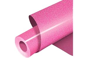 BOSADA Glitzer Plotterfolie Textil 30.5x152cm Flexfolie Plotter Textil Transferfolie Plotter Bügelfolie für Textilien für T-Shirt Kleidung, Logo, Hut, Stoff (Neon-Rosa)