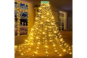GYLEFY Guirlande Lumineuse Sapin de NoëL, 400LED 2M * 16 Guirlande Lumineuse avec 8 Modes éTanche Minuterie MéMoire Guirlandes Lumineuses four DéCorations de NoëL en Plein Air - Blanc Chaud