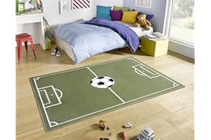 Hanse Home Adventures - Alfombra Infantil de Pelo Corto, diseño de fútbol, 80 x 150 cm, Color Verde