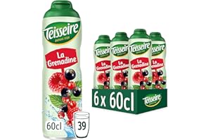 Teisseire Sirop de Grenadine (Fruits Rouges) pour Boisson Rafraîchissante, Cocktails, Bidon Recyclable 6x60cl