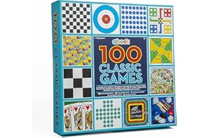abeec 100 Classic Games Compendium | Collection of Classic Family Board Games | Games Compendium includes Ludo, Chess, Draughts and Playing Cards