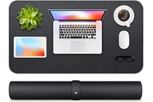 HOOMIL sous-Main, [Double Face] 80x40cm Grand Tapis de Bureau en Cuir PU antidérapant, Tapis de Clavier et Souris, Tapis de Portable, Pad Écriture, Mouse Pad pour Bureau/Maison/Gaming - Noir