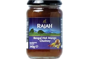 ‎RAJAH Rajah Bengal Mango Chutney – fruchtig, scharf, leicht sauer – Ideal zum Würzen von Fleisch, Fisch, Käse oder als Dip – 2 x 340 g