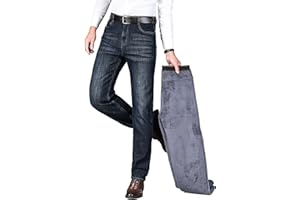 ziilay Dżins Męskie Zimowe Termiczne Stretchem Spodnie z Polarową Wyściółką