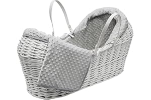 ELEGANT BABY Kinder Valley Soft Grey Dimple Noah Pod Moses Basket Bedding Set Dressings only with Padded Surround (Basket not included)