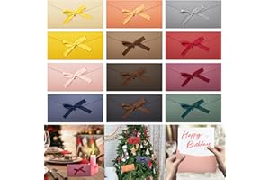 TYANLENR 12 Piezas Sobres de Colores con Cintas, 12 Colores Vintage Sobre de Papel Kraft para Navidad, Cumpleaños, Matrimonio, Carta, 22 × 10.8 CM