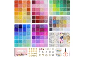 ‎DAZHQP Dazhqp 45000 3mm 144 Farben Armbänder,Armbänder Selber Machen Mit Glasperlen, Perlen Set Zum Auffädeln,Perlenset für Weihnachten Partys Kinder Feiertage DIY Bracelet Making Kit Halsketten Handwerk