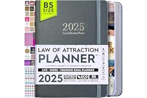 FREEDOM MASTERY Law of Attraction Terminplaner 2025 - Deluxe Wochen- und Monatsplaner eine 12-monatige Reise zur Steigerung von Produktivität und Glück, Lebensorganisator, Dankbarkeitstagebuch, Aufkleber, Geschenkbox